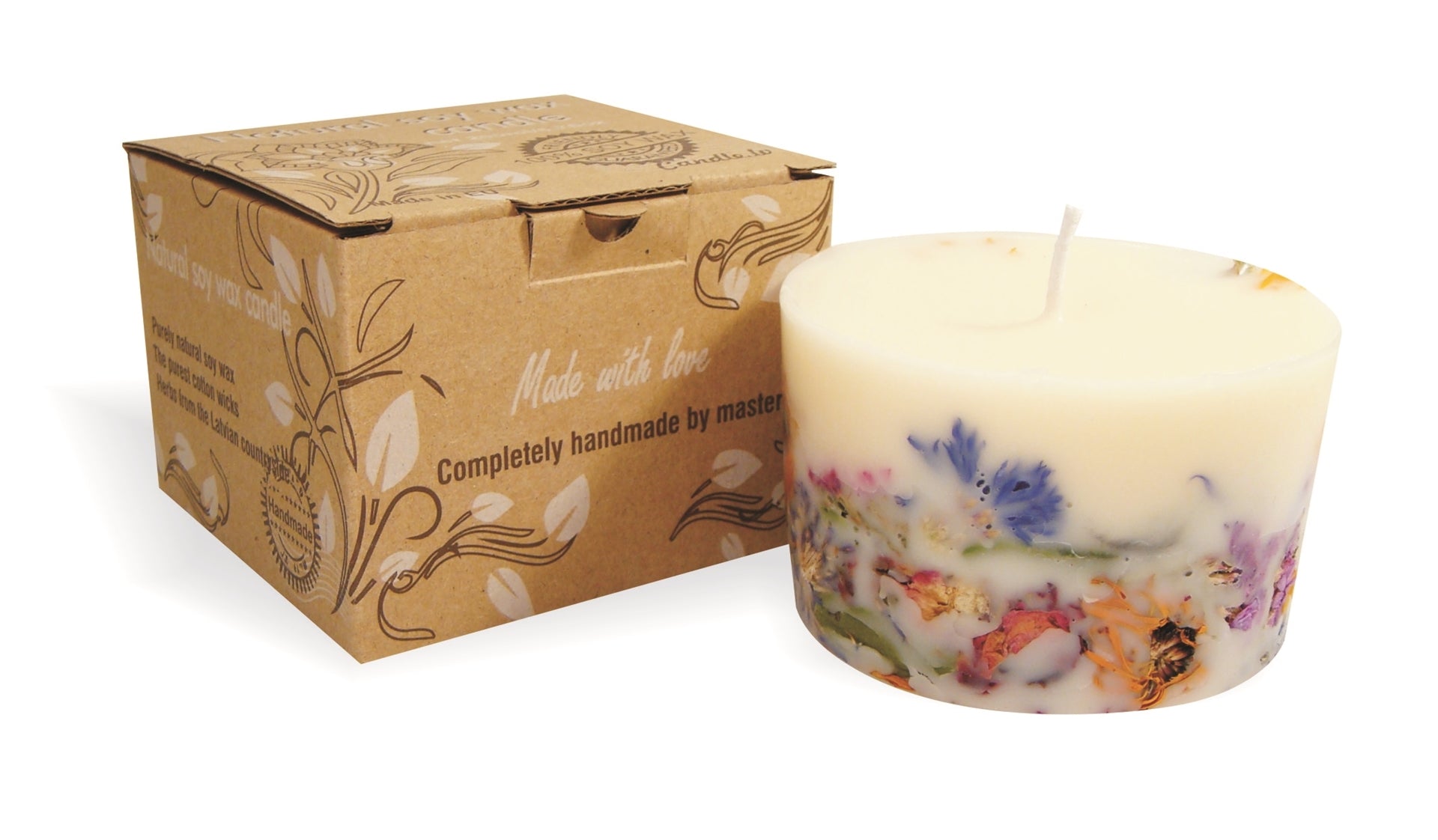 Gartda sojas vaska svece ar zaļo tēju un May Chang ēterisko eļļu - krāsu līnija balta, 200ml