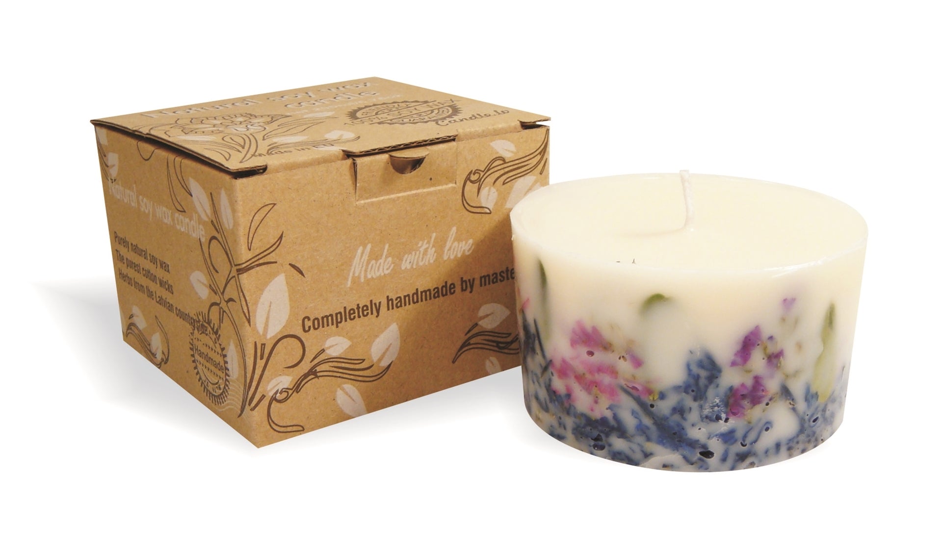 Gartda sojas vaska svece ar lavandas ēterisko eļļu - krāsu līnija balta, 200ml