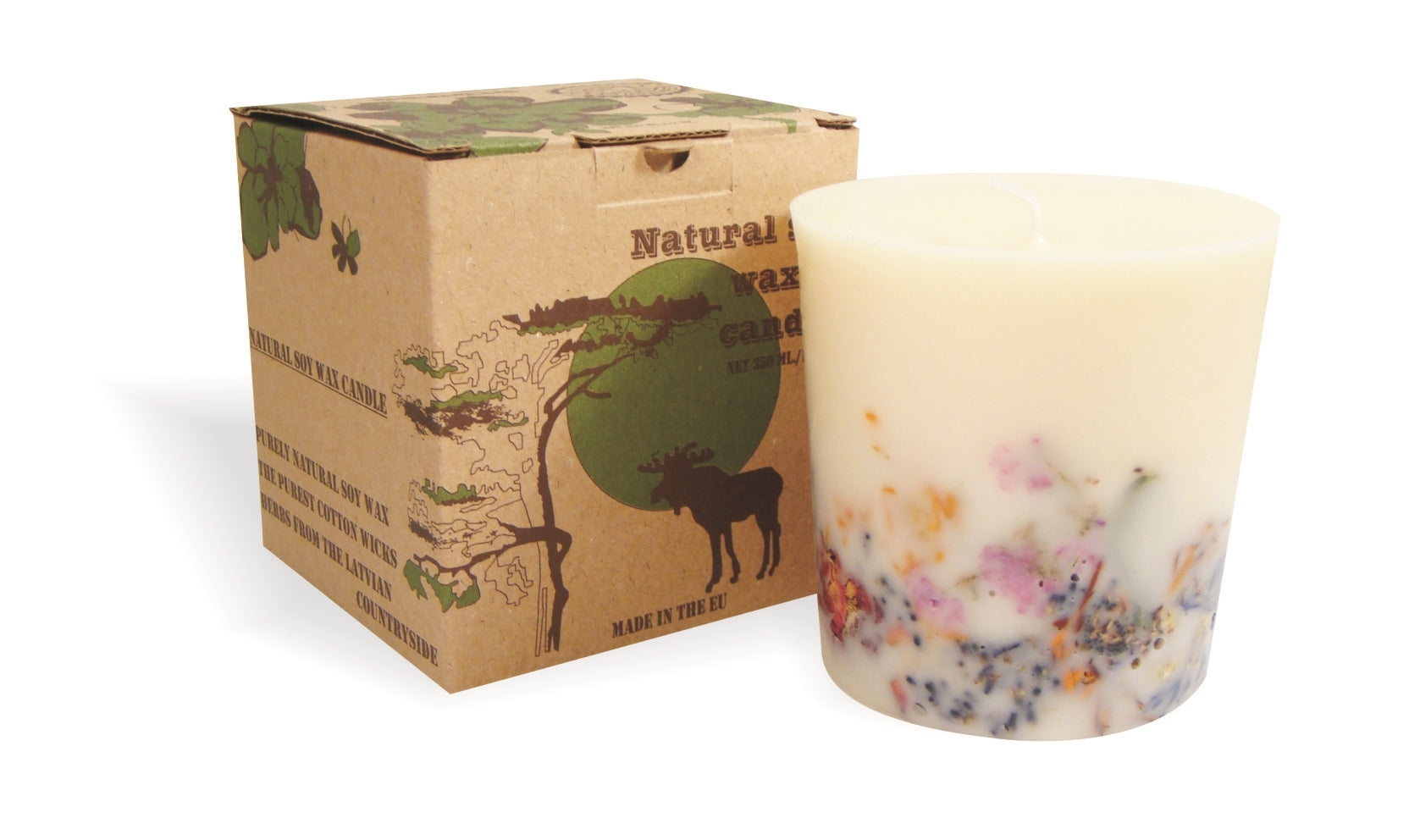 Gartda sojas vaska svece ar kanēļa un apelsīna ēterisko eļļu - krāsu līnija balta, 350ml