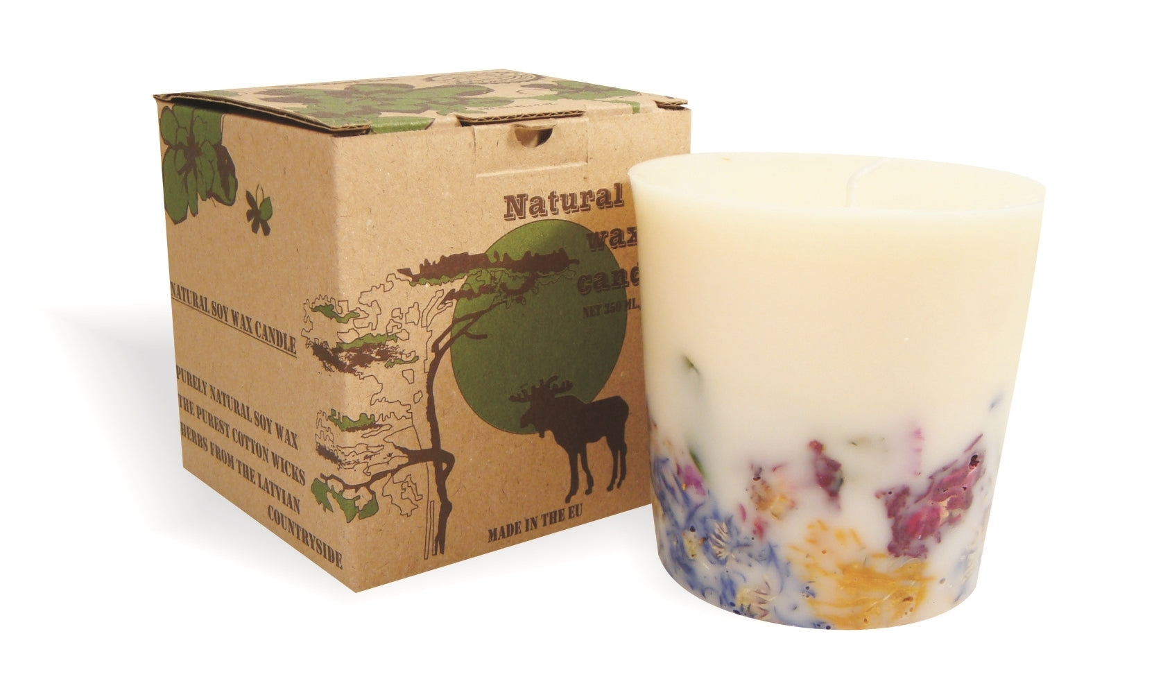 Gartda sojas vaska svece ar vaniļas ēterisko eļļu - krāsu līnija balta, 350ml