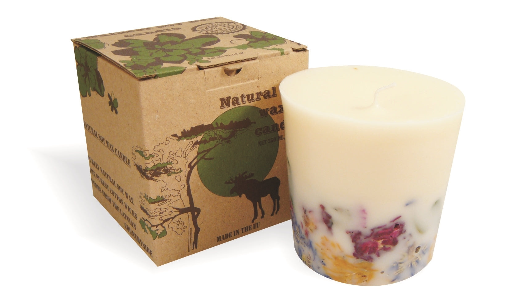 Gartda sojas vaska svece ar citrona un ilang ilang ēterisko eļļu - krāsu līnija balta, 350ml