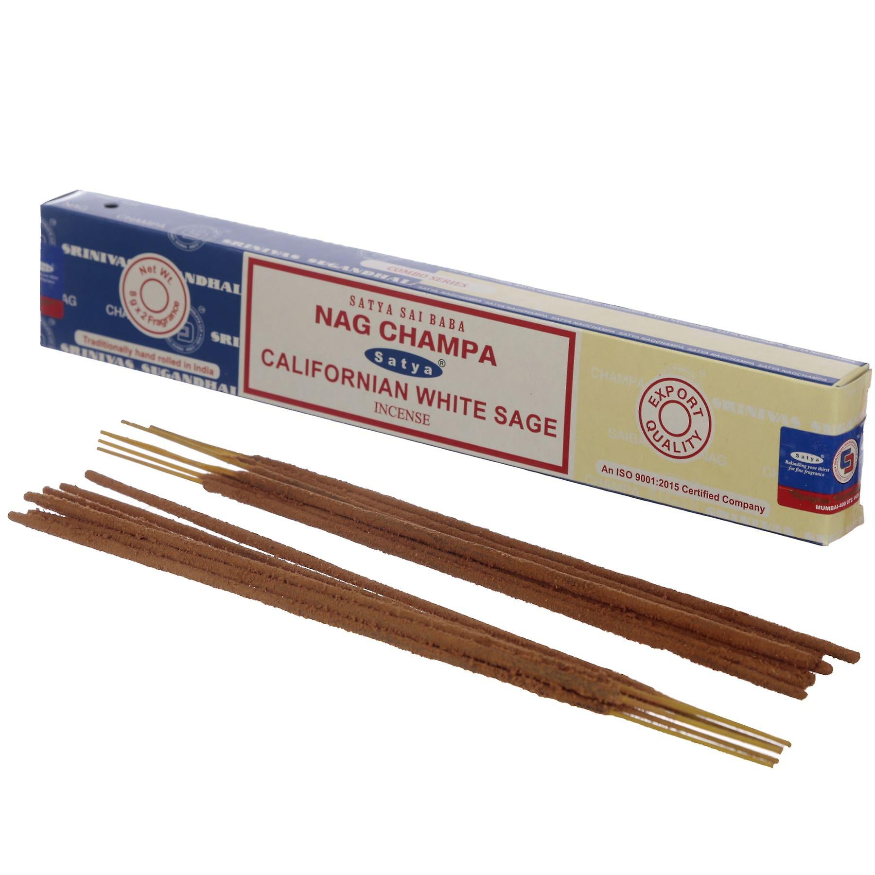 Satya smaržkociņi mix Nag Champa & Californian White Sage / Kalifornijas Salvija, 8x2g