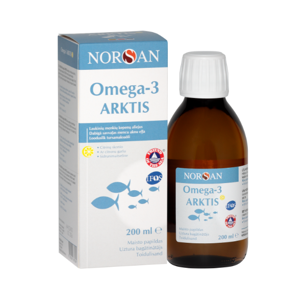 Norsan Omega 3 Arktis mencu aknu eļļa ar citronu garšu, 200ml