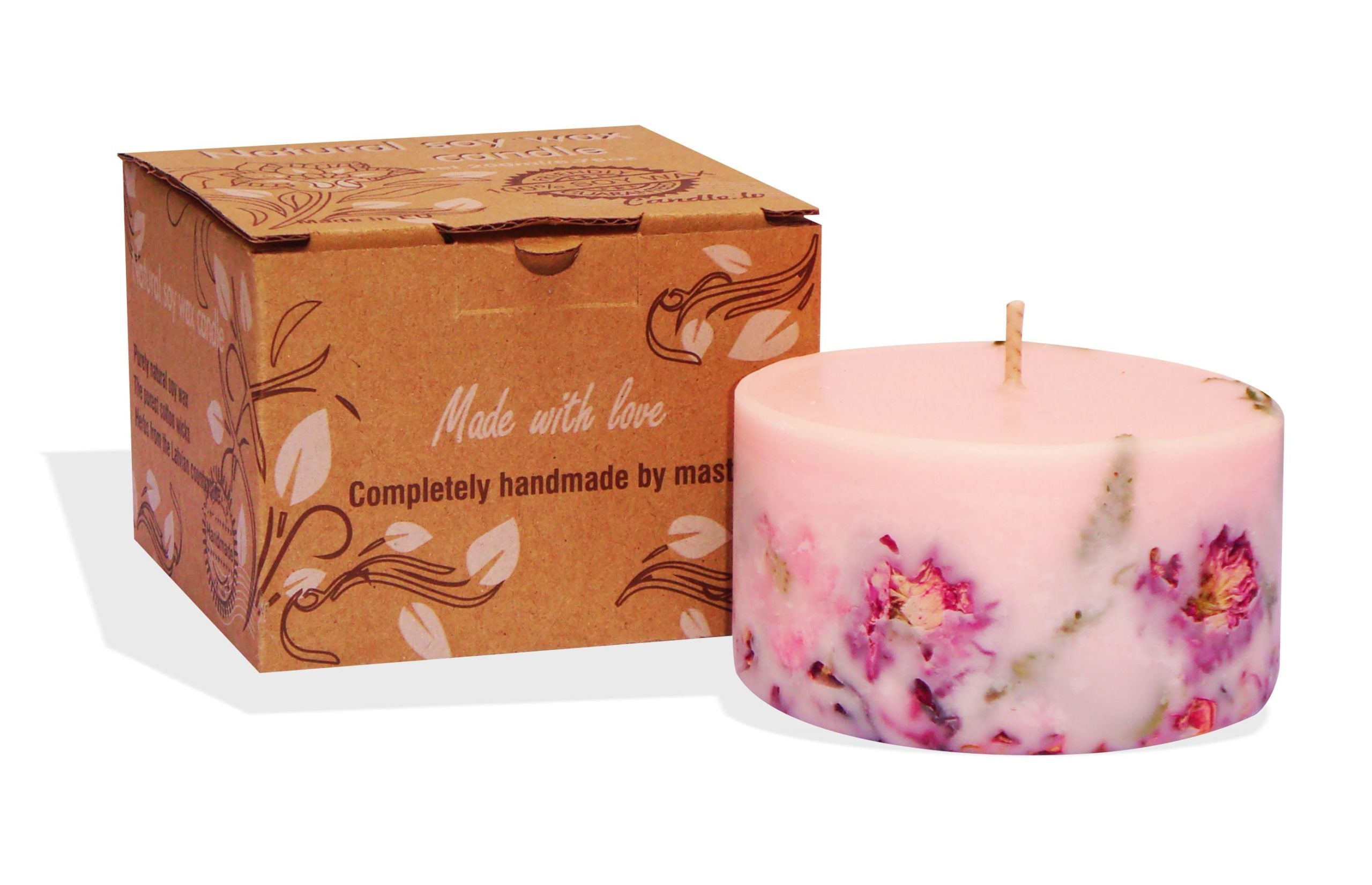 Gartda sojas vaska svece ar Damaskas rožu ēterisko eļļu - krāsu līnija rozā, 200ml