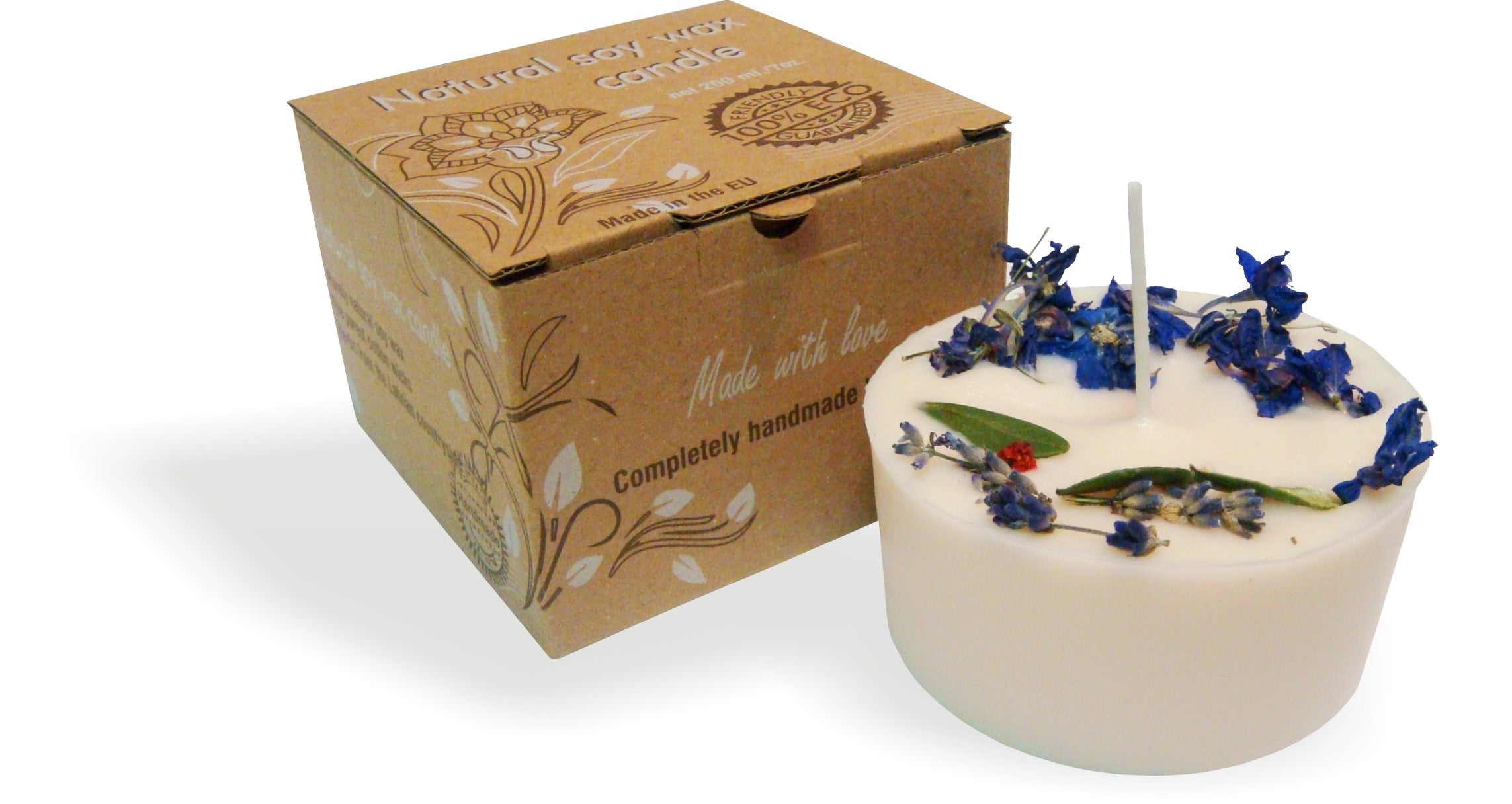 Gartda sojas vaska svece ar lavandas ēterisko eļļu, 200ml