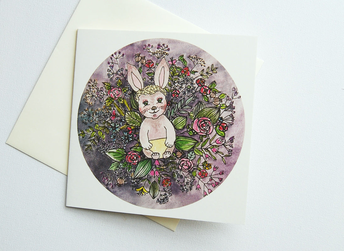 Mydesignpictures atverama kartīte 13*13 cm Baby Bunny in Flowers