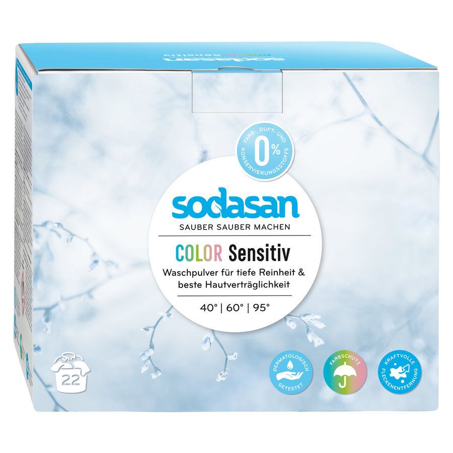 Sodasan veļas pulveris krāsainu audumu saudzīgai mazgāšanai Color Sensitiv, 1,1kg