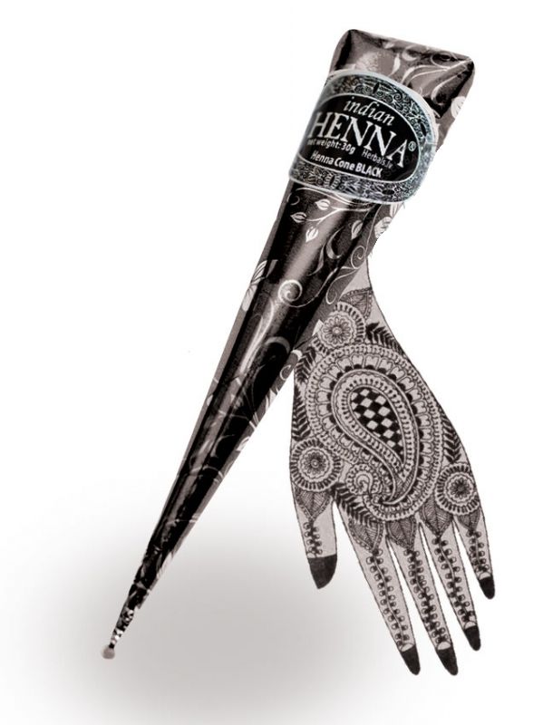 Indian Henna Cone Black konusi zīmēšanai uz ķermeņa melnā krāsā, 20g