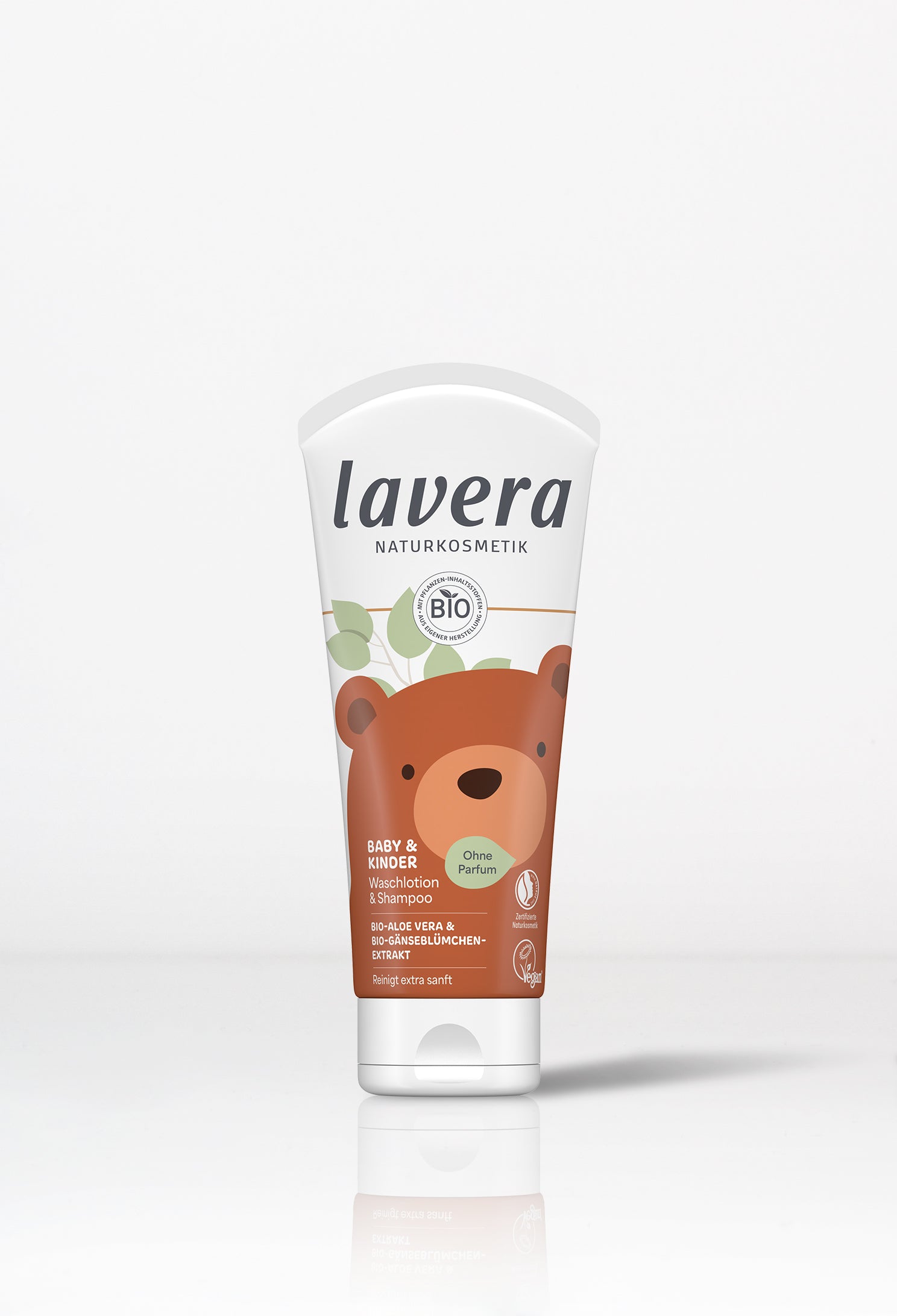 Lavera Baby & Kinder mazgāšanās losjons un šampūns zīdaiņiem un bērniem ar bio alveju un bio margrietiņu ekstraktu, 200ml