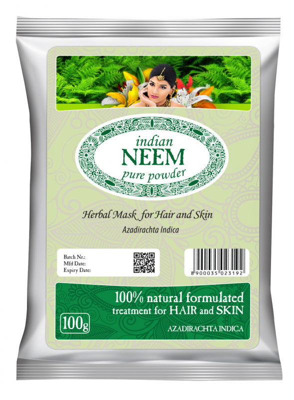 Indian Henna sausais Indijas nīma pulveris matiem un ādai, 100g