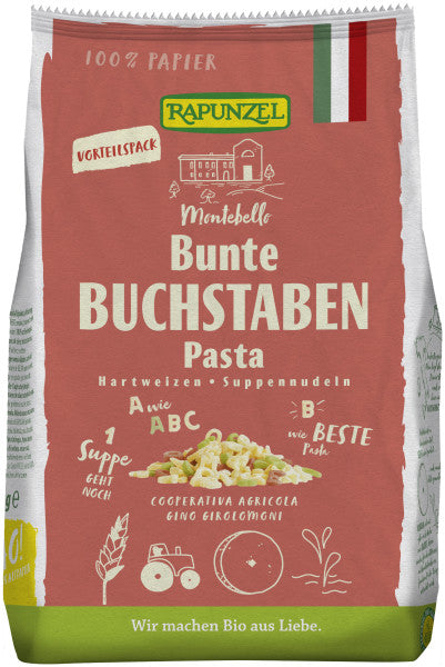 Rapunzel BIO pasta / makaroni zupai Krāsainie burtiņi, 500g