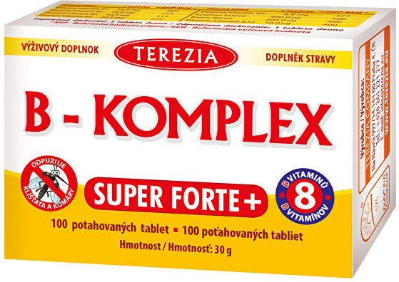 Terezia uztura bagātinātājs ar B grupas vitamīniem B-KOMPLEX SUPER FORTE, 100 tabl.