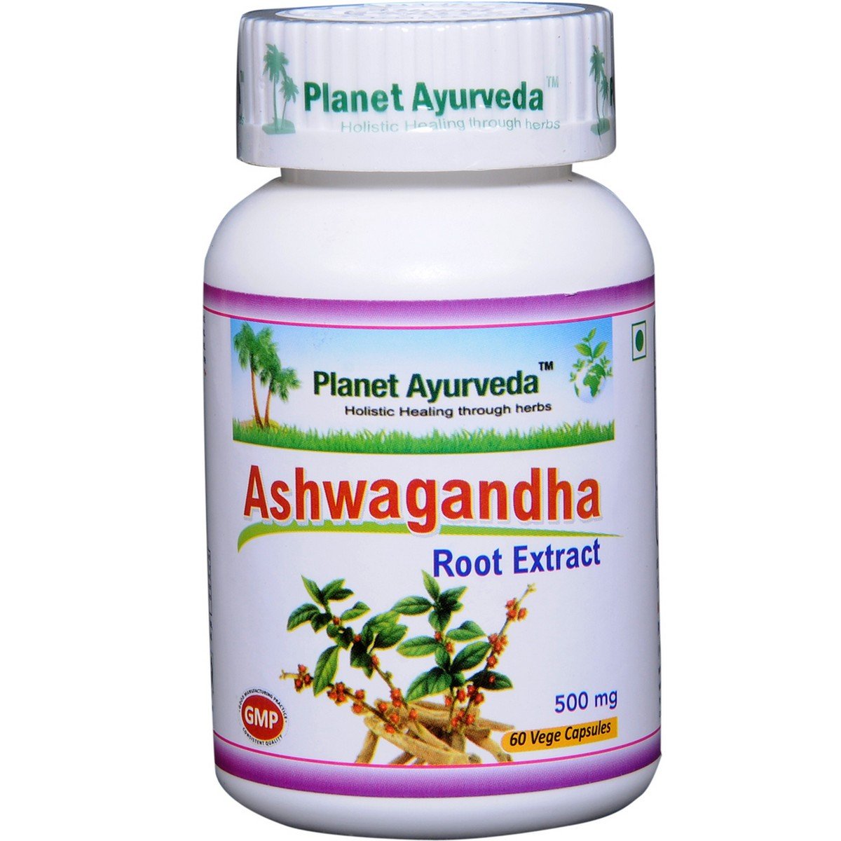 Planet Ayurveda uztura bagātinātājs Ašvaganda (Ashwagandha), 60kaps.