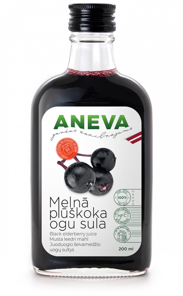 Aneva 100% melnā plūškoka ogu sula, 200ml