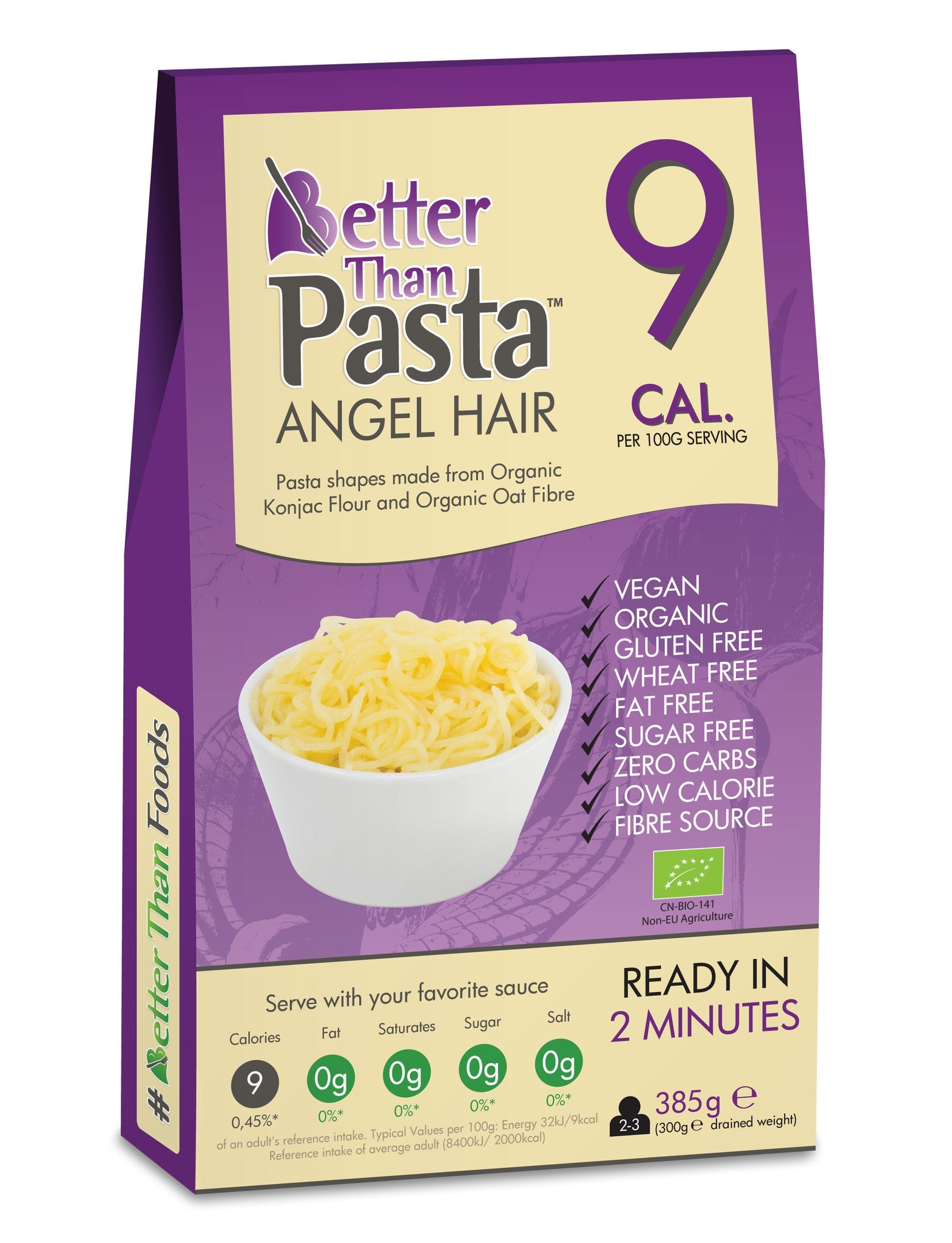 Better Than Pasta BIO pasta Angel Hair no konjak (konjac) auga, 385g