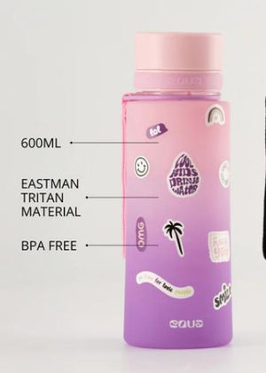 Equa BPA FREE ūdens pudele bērniem ar 30 uzlīmēm Icon, 600ml - Lavandas ekoveikals internetā