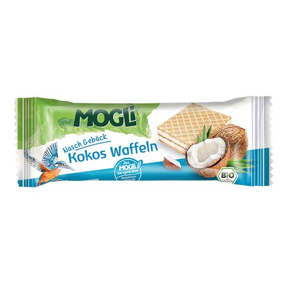 Mogli BIO vafeles ar kokosriekstu krēma pildījumu, 15g