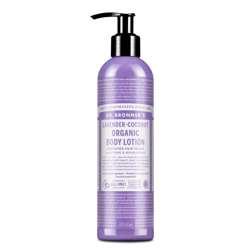 Dr. Bronner`s ķermeņa losjons ar lavandu un kokosriekstu, 240ml