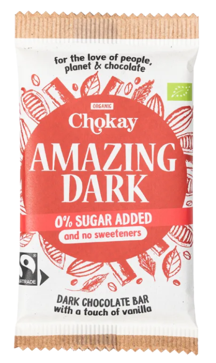 Chokay tumšā šokolāde, bez pievienota cukura un saldinātājiem, 70g
