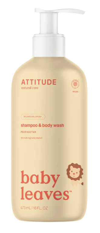 Attitude Baby Leaves šampūns matu un ķermeņa mazgāšanai bērniem ar bumbieru nektāru, 473ml