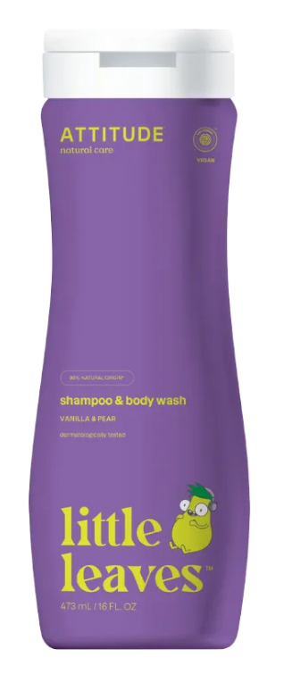 Attitude Little Leaves šampūns un dušas želeja bērniem ar vaniļas un bumbieru aromātu, 473ml