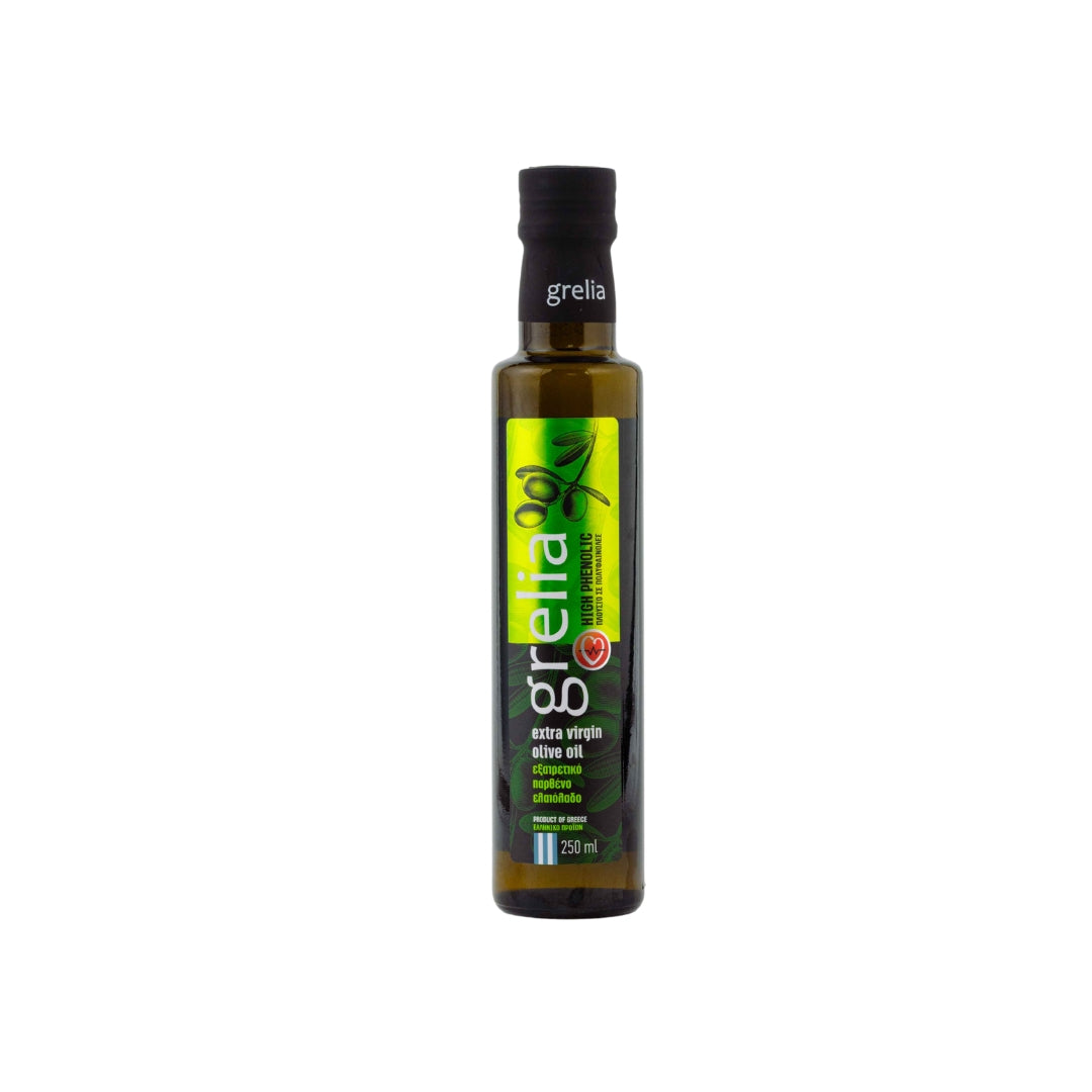 Grelia Extra Virgin High Phenolic olīveļļa ar augstu polifenolu saturu, 250ml