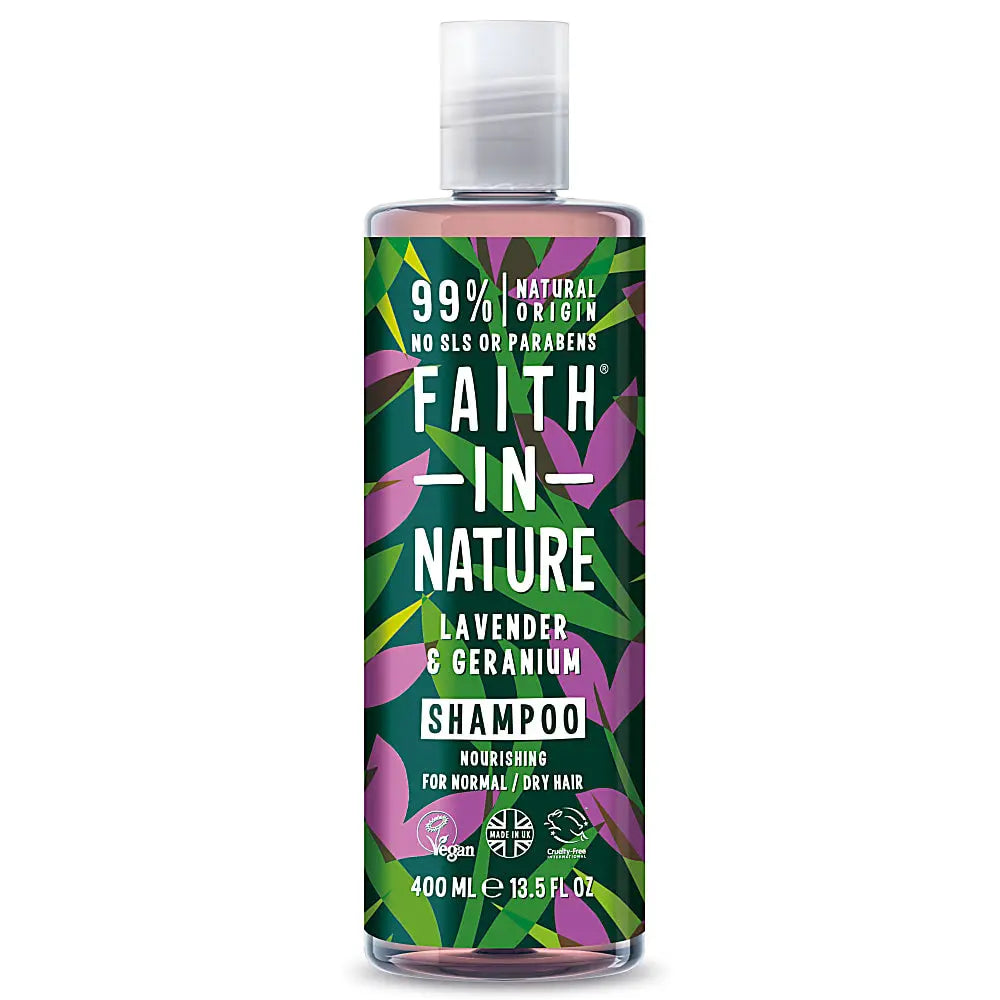 Faith in Nature lavandas un ģerānijas šampūns normāliem un sausiem matiem, 400ml