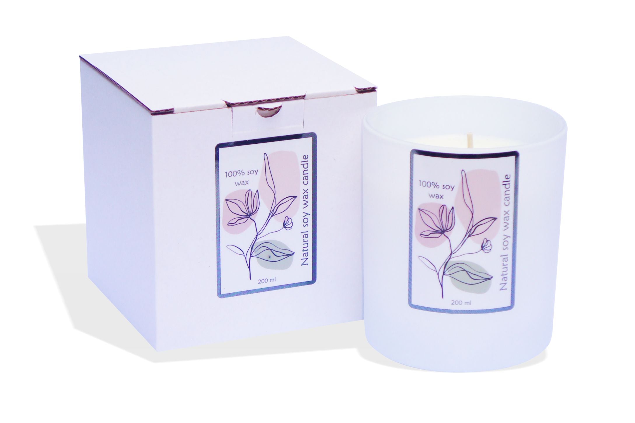 Gartda sojas vaska svece ar kokvilnas daktīm baltā matētā stikla glāzē ar kanēļa un apelsīna aromātu, 200ml