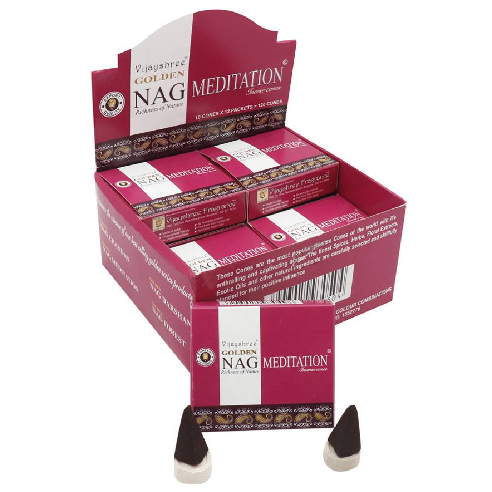 Vijayashree Golden Nag smaržkociņi / konusi Meditation, 10gb.