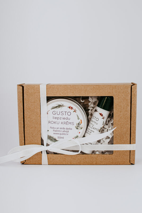 Gusto liepziedu roku krēms un mandarīnu / citronu lūpu balzāms dāvanu iepakojumā