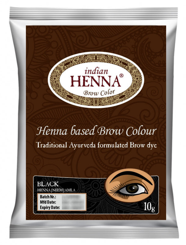 Indian Henna Brow Black uzacu krāsa melna, 10g