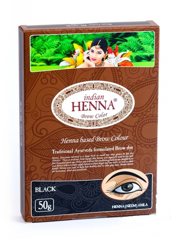 Indian Henna Brow Black uzacu krāsa melna, 50g