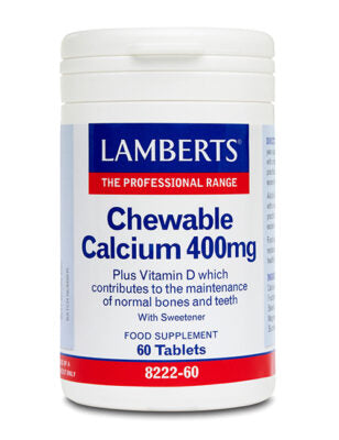 Lamberts uztura bagātinātājs Košļājamais Kalcijs 400mg ar D vitamīnu, 60 tabl.