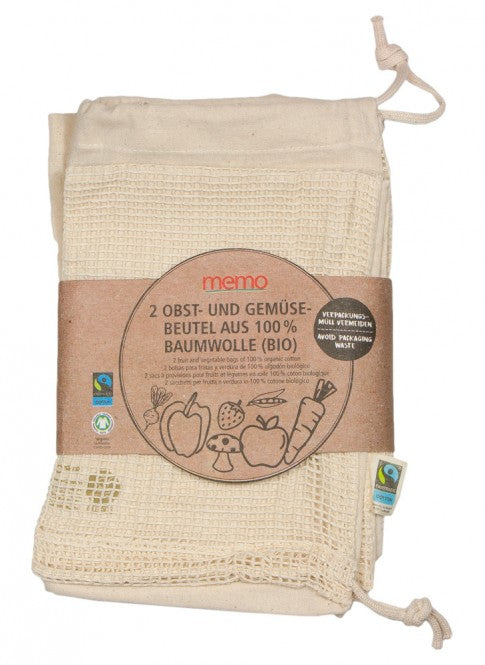 Memo augļu un dārzeņu maisiņi no 100% organiskās kokvilnas, 2gb.
