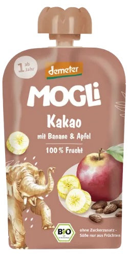 Mogli BIO ābolu, banānu, kakao biezenis, 100g