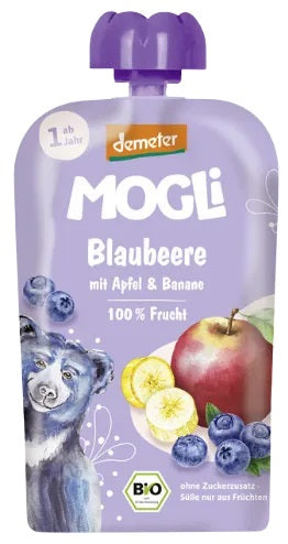 Mogli BIO melleņu, aveņu, ābolu biezenis, 100g