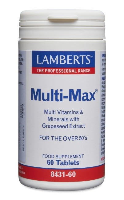 Lamberts uztura bagātinātājs Multi-Max 50+ multivitamīni un minerālvielas ar vīnogu kauliņu ekstraktu, 60 tabl.