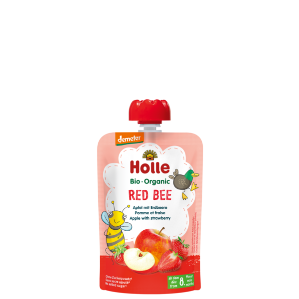 Holle BIO ābolu biezenis ar zemenēm "Red Bee" no 6 mēn., 100g