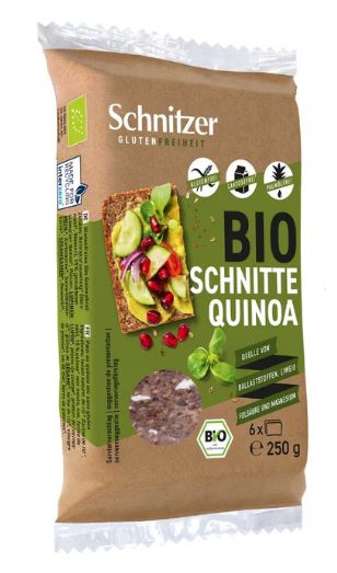 Schnitzer BIO bezglutēna kvinojas maize šķēlītēs, 250g (6 šķēlītes)