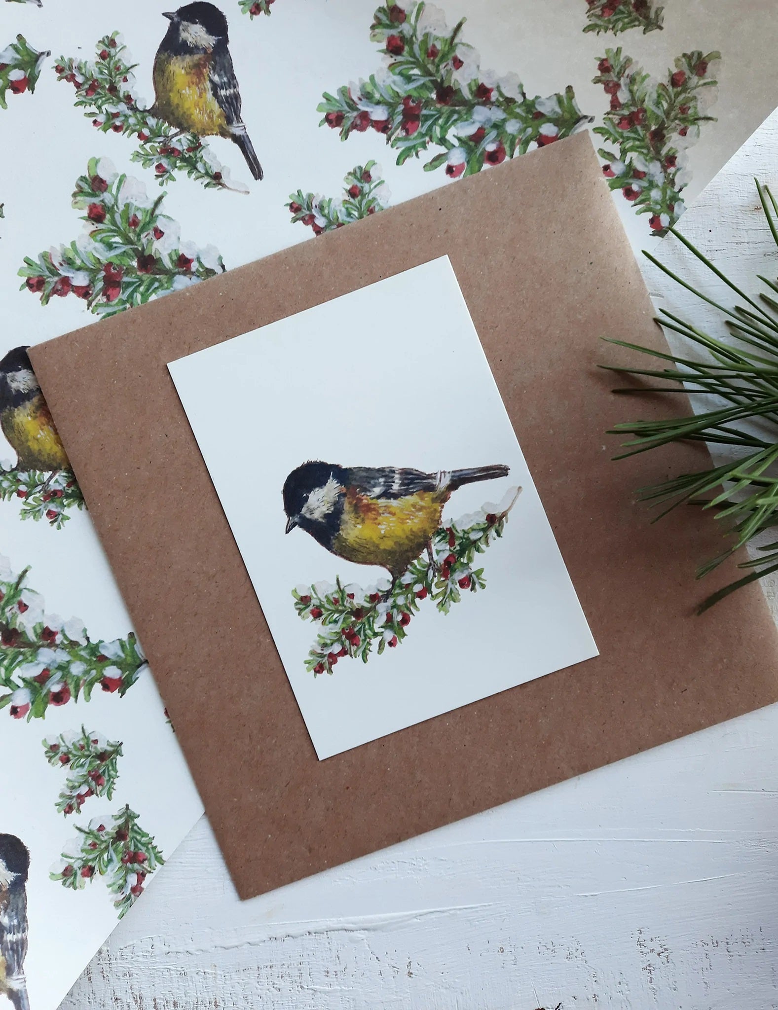 Mydesignpictures kartīte 10*7 cm Tit bird on pure white