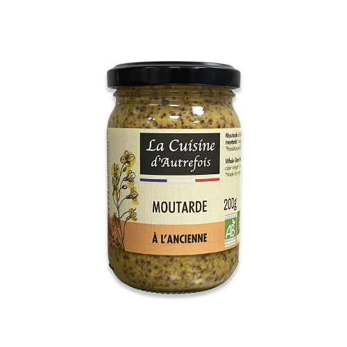 La Cuisine Dautrefois BIO Vecmodīgās sinepes ar sinepju graudiņiem, 210g