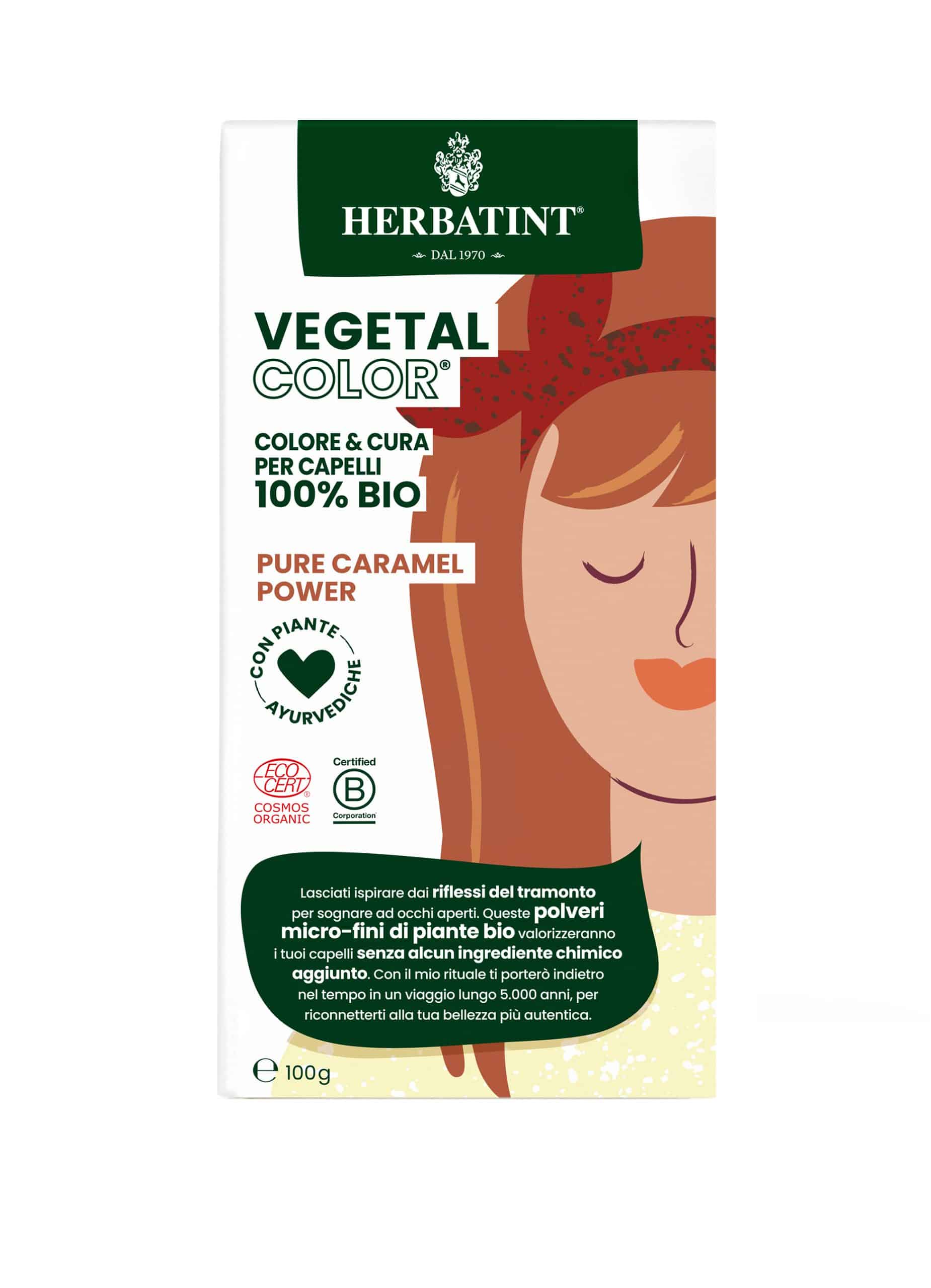 Herbatint Vegetal 100% dabīga pulverveida matu krāsa Pure Caramel (karameļu), 100g