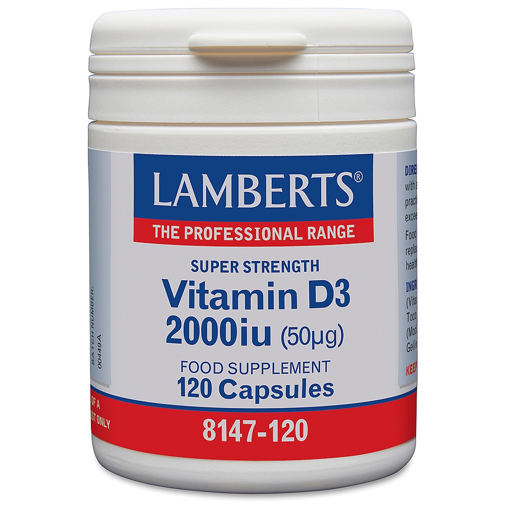 Lamberts uztura bagātinātājs Vitamīns D3 2000 IU (50µg), 120 kaps.