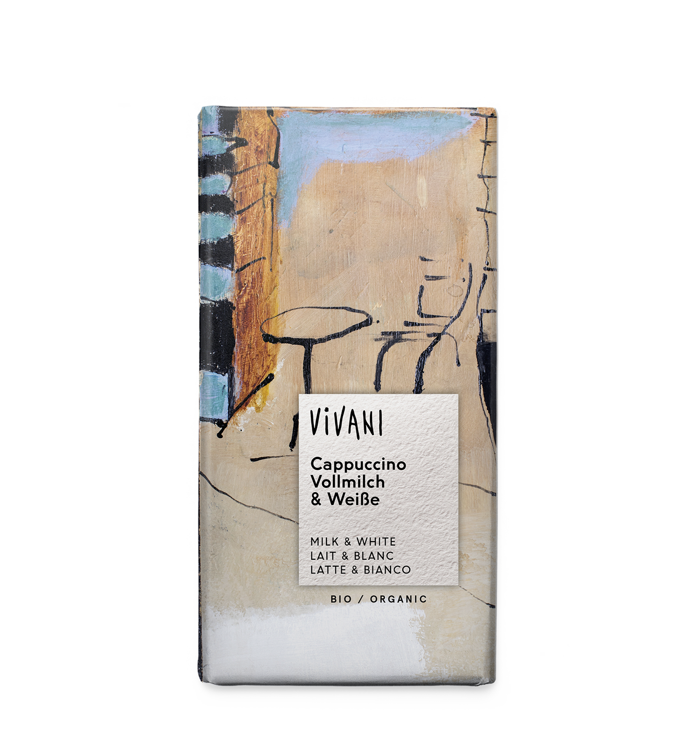Vivani BIO kapučīno piena (80%) un baltā (20%) šokolāde, 100g