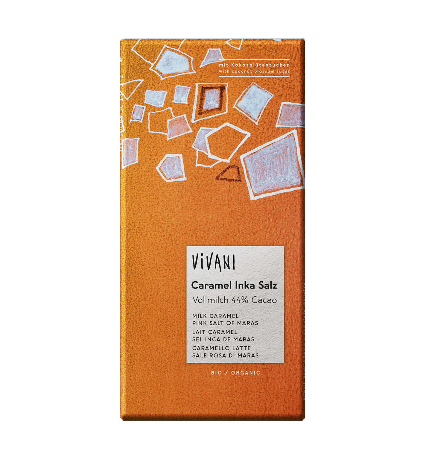 Vivani BIO pilnpiena šokolāde ar karameļu kraukšķiem un inku sāli, 80g