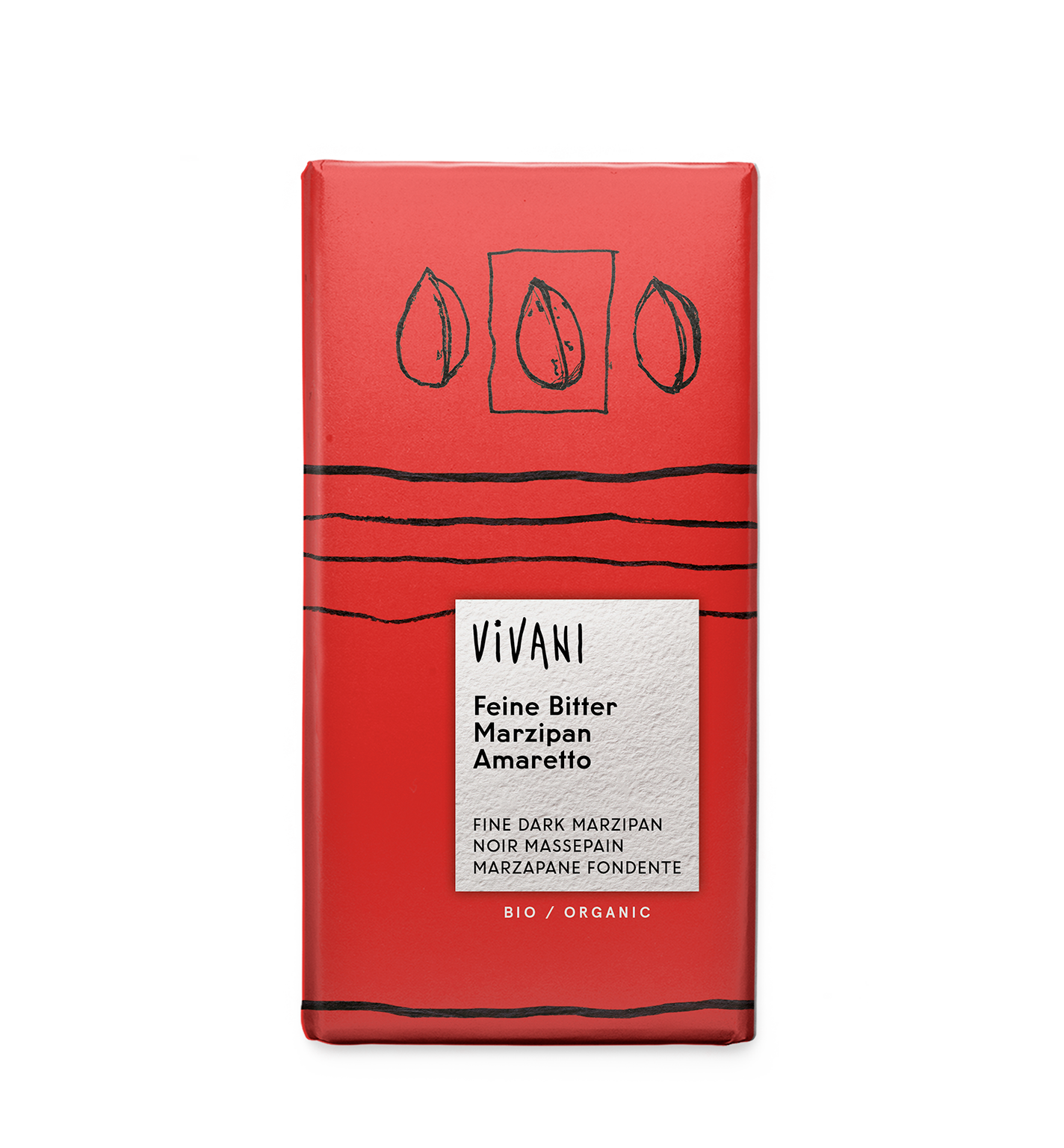 Vivani BIO tumšā šokolāde ar marcipāna un amaretto liķiera pildījumu 36%, 100g