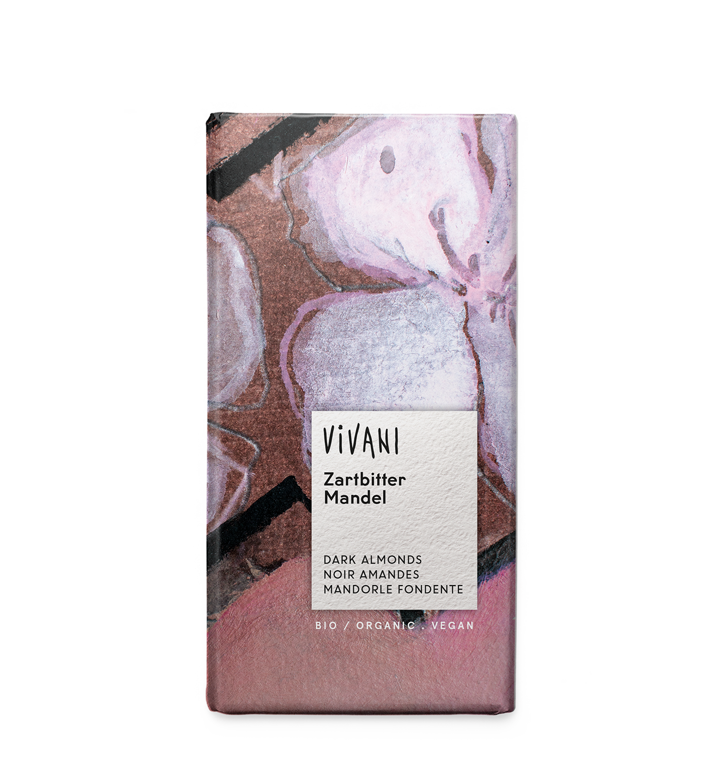 Vivani BIO melnā šokolāde ar veselām mandelēm, 100g