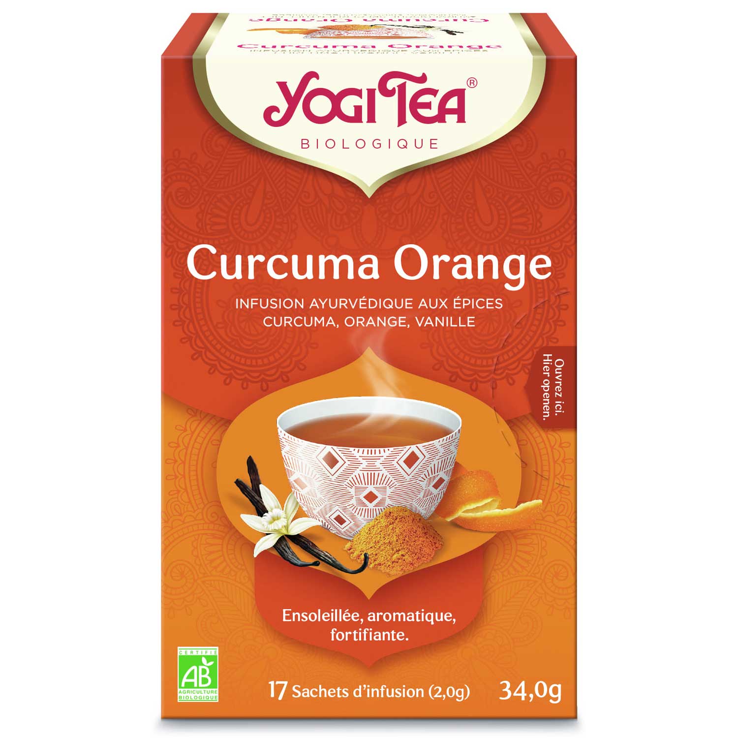 Yogi Tea BIO tēja ar kurkumu, apelsīnu un vaniļu, 17pac./34g
