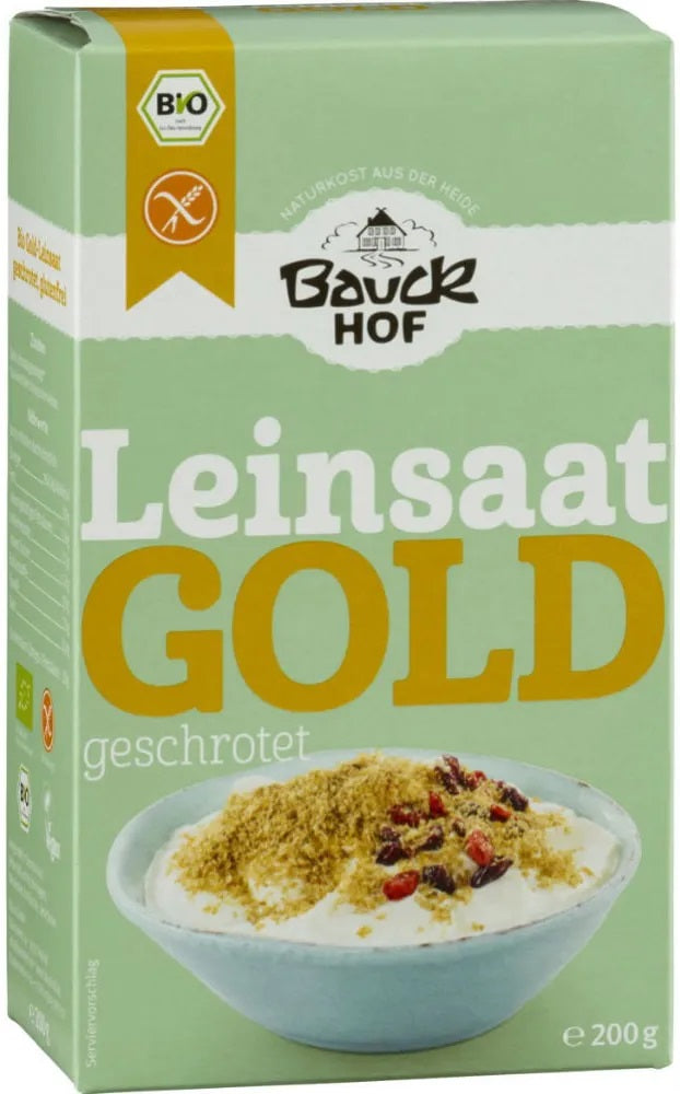 Bauckhof BIO bezglutēna smalcinātas zeltainās linsēklas, 200g