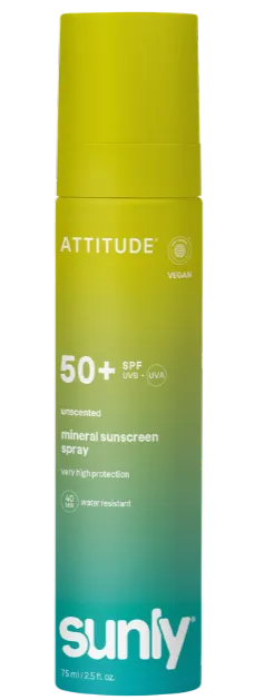 Attitude Sunly izsmidzināms saules aizsarglīdzeklis ar SPF50, bez aromāta, 75ml